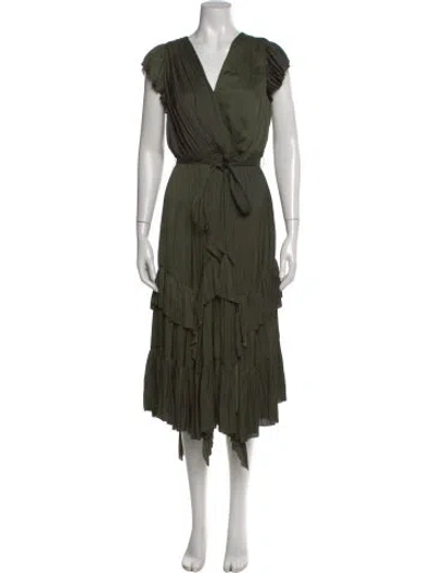Pre-owned Ulla Johnson V-neck Long Dress In Green