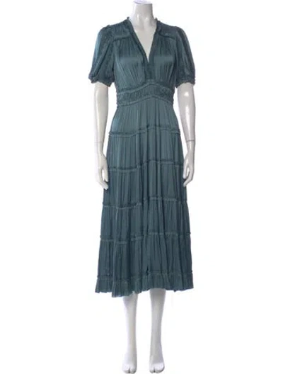 Pre-owned Ulla Johnson V-neck Long Dress In Green