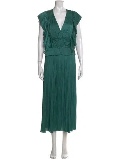Pre-owned Ulla Johnson V-neck Long Dress In Green