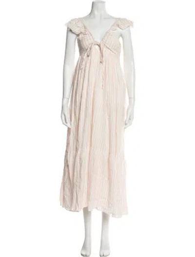 Pre-owned Ulla Johnson V-neck Long Dress In Multi
