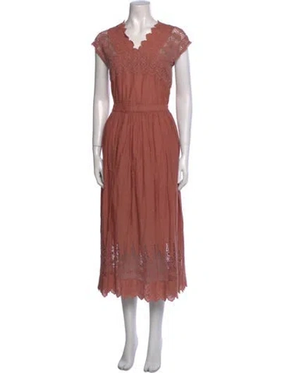 Pre-owned Ulla Johnson V-neck Long Dress In Neutral