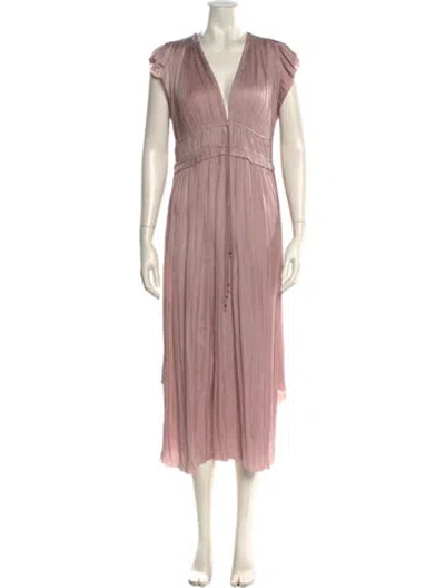 Pre-owned Ulla Johnson V-neck Long Dress In Neutral