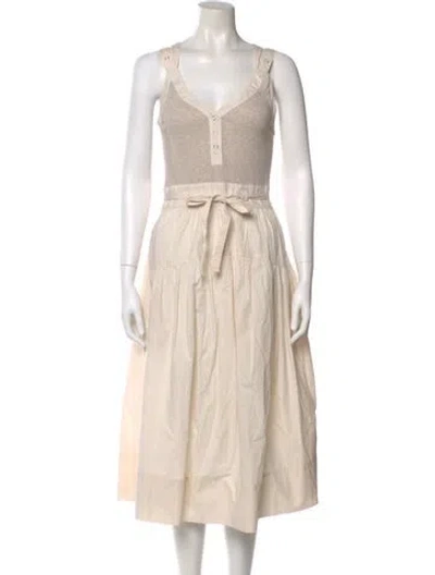 Pre-owned Ulla Johnson V-neck Long Dress In Neutral