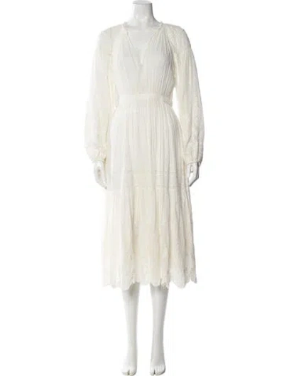 Pre-owned Ulla Johnson V-neck Long Dress In Neutral