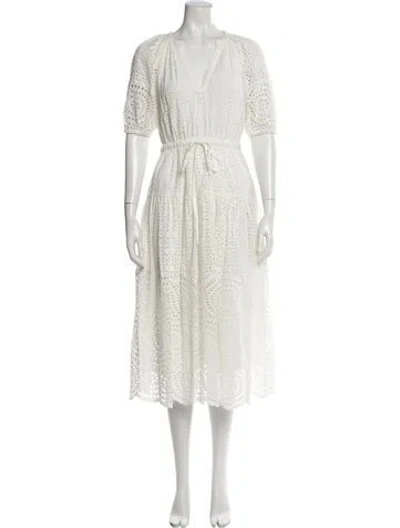 Pre-owned Ulla Johnson V-neck Long Dress In Neutral