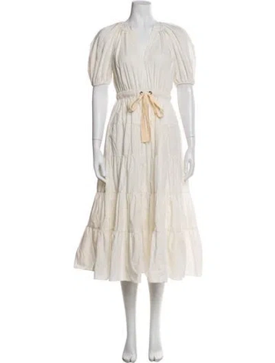 Pre-owned Ulla Johnson V-neck Long Dress In Neutral