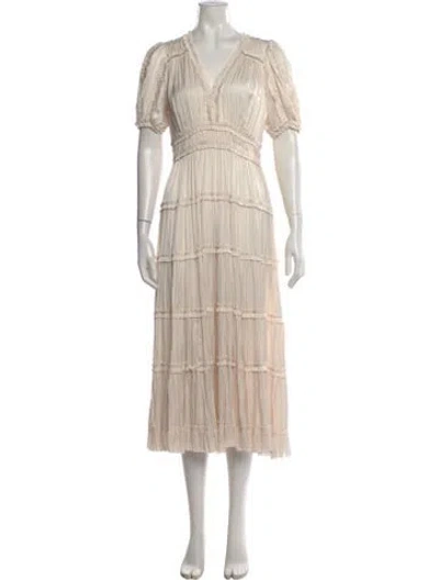 Pre-owned Ulla Johnson V-neck Long Dress In Neutral