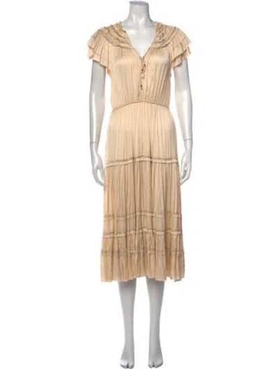 Pre-owned Ulla Johnson V-neck Long Dress In Neutral