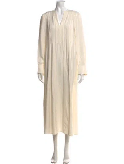 Pre-owned Ulla Johnson V-neck Long Dress In Neutral