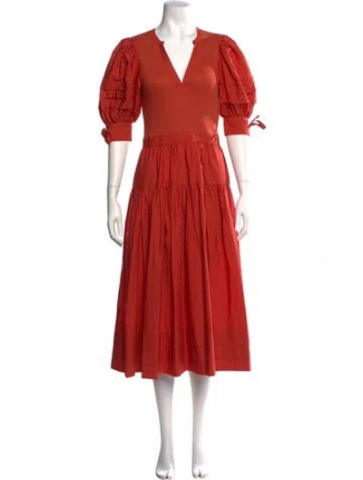 Pre-owned Ulla Johnson V-neck Long Dress In Orange