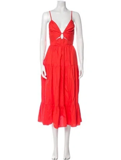 Pre-owned Ulla Johnson V-neck Long Dress In Orange