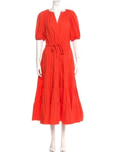 Pre-owned Ulla Johnson V-neck Long Dress In Orange