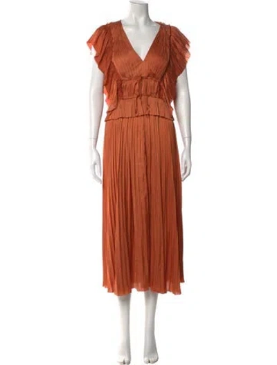 Pre-owned Ulla Johnson V-neck Long Dress In Orange