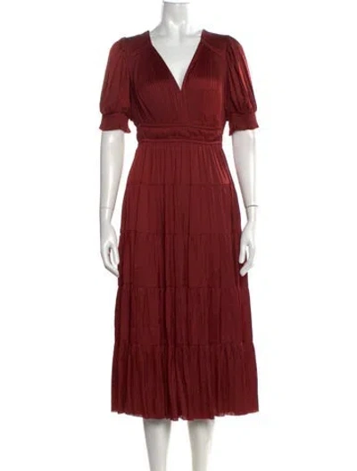 Pre-owned Ulla Johnson V-neck Long Dress In Orange