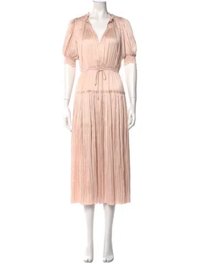 Pre-owned Ulla Johnson V-neck Long Dress In Pink