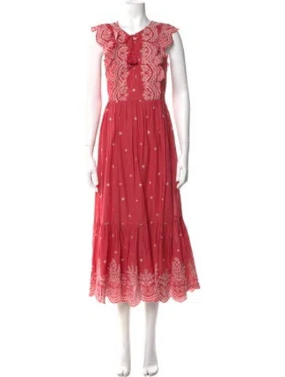 Pre-owned Ulla Johnson V-neck Long Dress In Pink