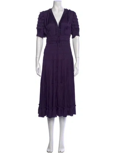 Pre-owned Ulla Johnson V-neck Long Dress In Purple
