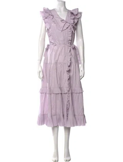 Pre-owned Ulla Johnson V-neck Long Dress In Purple