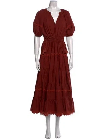Pre-owned Ulla Johnson V-neck Long Dress In Red
