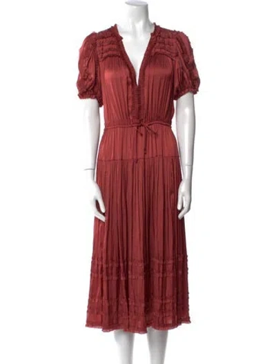 Pre-owned Ulla Johnson V-neck Long Dress In Red
