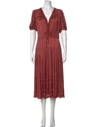 Pre-owned Ulla Johnson V-neck Long Dress In Red