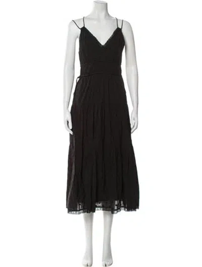 Pre-owned Ulla Johnson V-neck Long Dress W/ Tags In Black