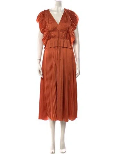 Pre-owned Ulla Johnson V-neck Long Dress W/ Tags In Orange
