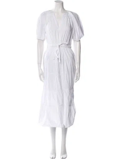 Pre-owned Ulla Johnson V-neck Long Dress In White