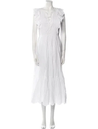 Pre-owned Ulla Johnson V-neck Long Dress In White