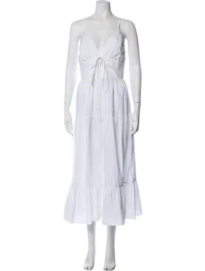 Pre-owned Ulla Johnson V-neck Long Dress In White