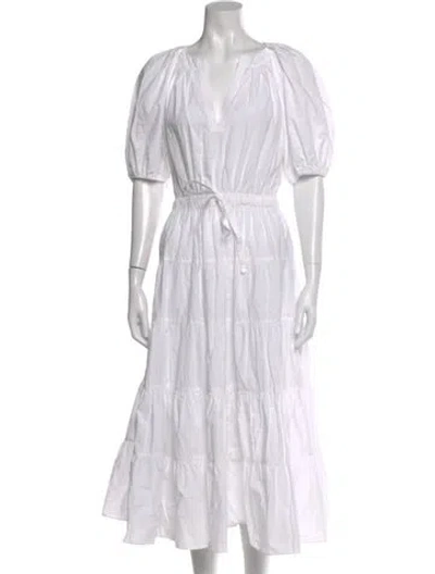 Pre-owned Ulla Johnson V-neck Long Dress In White