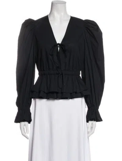 Pre-owned Ulla Johnson V-neck Long Sleeve Blouse In Black
