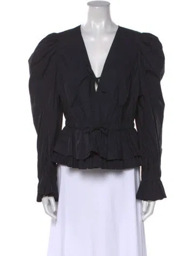 Pre-owned Ulla Johnson V-neck Long Sleeve Blouse In Black