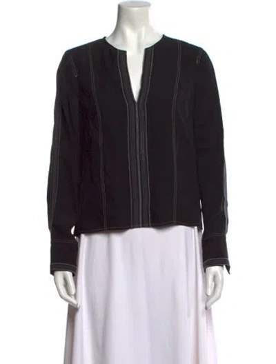 Pre-owned Ulla Johnson V-neck Long Sleeve Blouse In Black