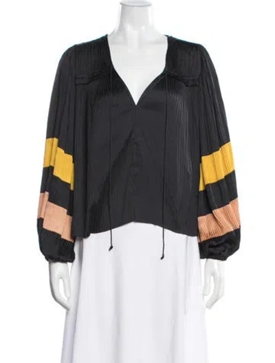 Pre-owned Ulla Johnson V-neck Long Sleeve Blouse In Black