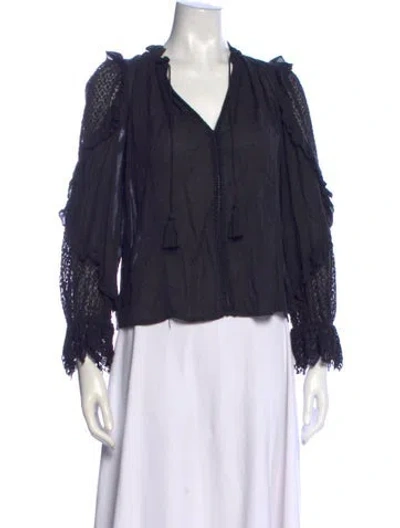 Pre-owned Ulla Johnson V-neck Long Sleeve Blouse In Blue
