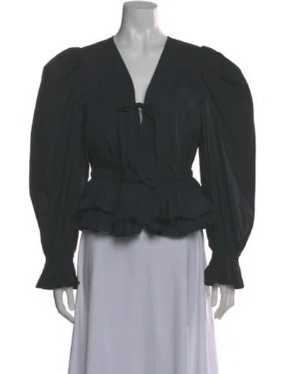 Pre-owned Ulla Johnson V-neck Long Sleeve Blouse In Gray