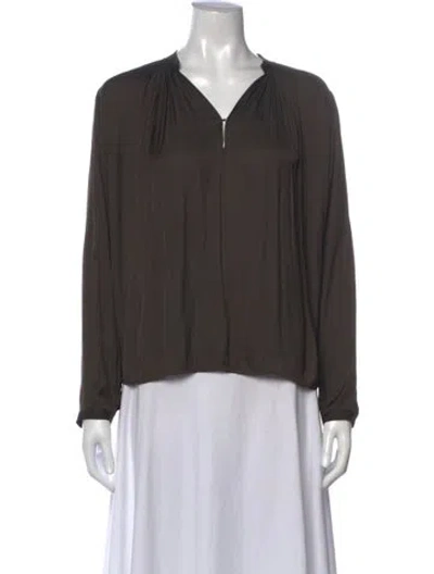 Pre-owned Ulla Johnson V-neck Long Sleeve Blouse In Grey