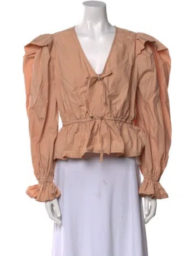 Pre-owned Ulla Johnson V-neck Long Sleeve Blouse In Neutral