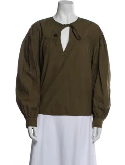 Pre-owned Ulla Johnson V-neck Long Sleeve Blouse In Neutral