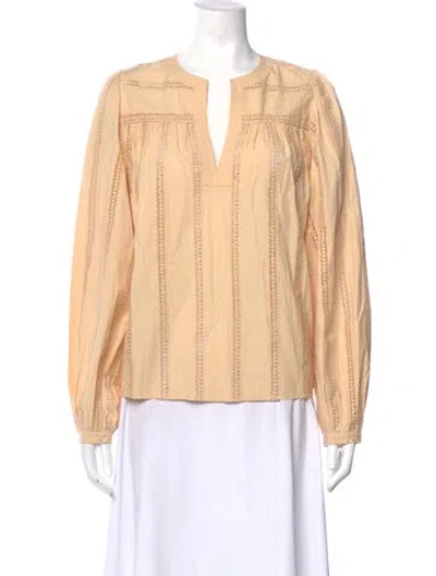 Pre-owned Ulla Johnson V-neck Long Sleeve Blouse In Neutral