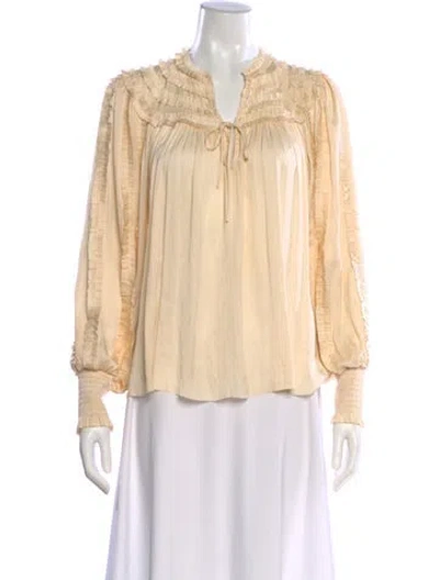 Pre-owned Ulla Johnson V-neck Long Sleeve Blouse In Neutral