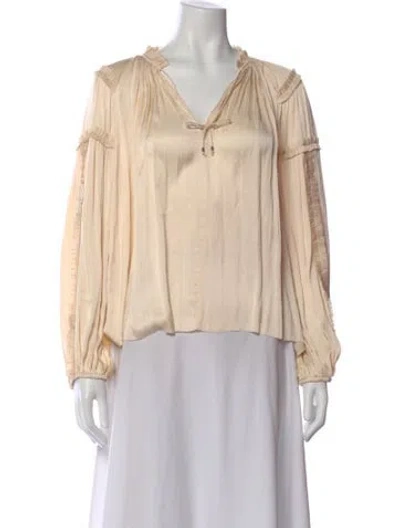 Pre-owned Ulla Johnson V-neck Long Sleeve Blouse In Neutral
