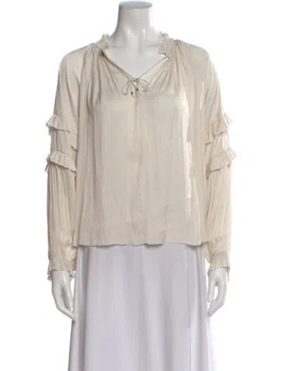 Pre-owned Ulla Johnson V-neck Long Sleeve Blouse In Neutral