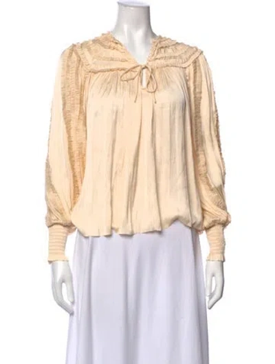 Pre-owned Ulla Johnson V-neck Long Sleeve Blouse In Neutral