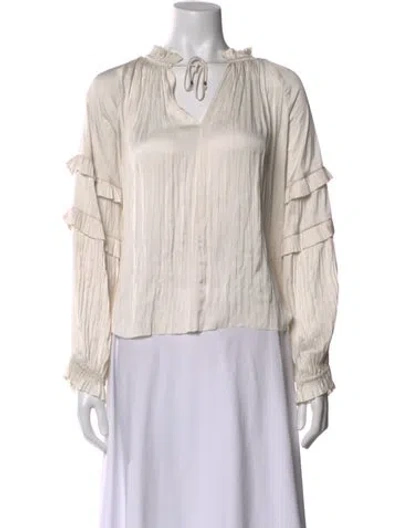 Pre-owned Ulla Johnson V-neck Long Sleeve Blouse In Neutral