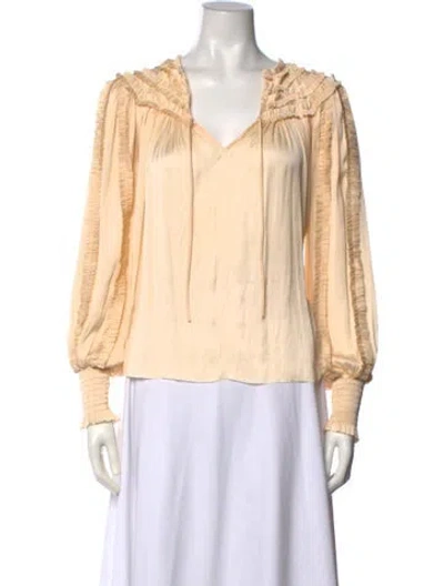 Pre-owned Ulla Johnson V-neck Long Sleeve Blouse In Neutrals