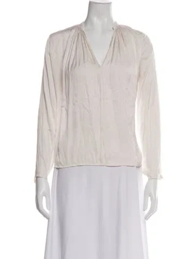 Pre-owned Ulla Johnson V-neck Long Sleeve Blouse In Neutrals