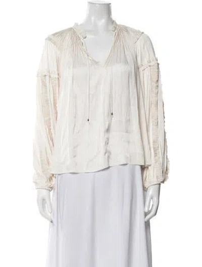 Pre-owned Ulla Johnson V-neck Long Sleeve Blouse In Neutrals