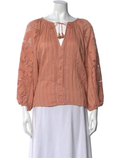 Pre-owned Ulla Johnson V-neck Long Sleeve Blouse In Orange